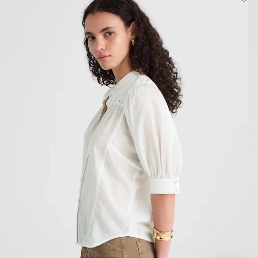 Madewell Puff-Sleeve Band-Collar Shirt